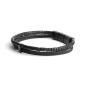 Preview: Dreifaches Armband mit italienischem Leder und 2 mm schwarzen Achatsteinen - Triplux Black